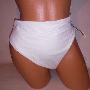 Victoria Secret Swim Bikini Bottom XL High Waist Full Coverage Solid White New